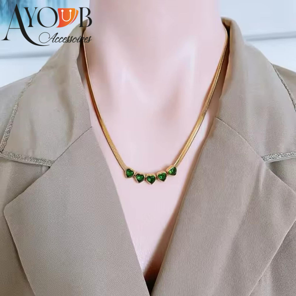 COLLIER PERLE VERT